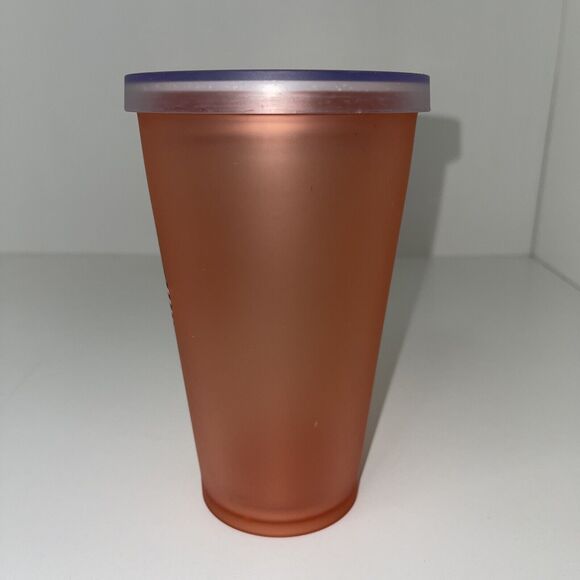 Starbucks Peach Pink Coral Frosted Tumbler Frosted Clear Lid Cup 16 oz - Picture 2 of 8